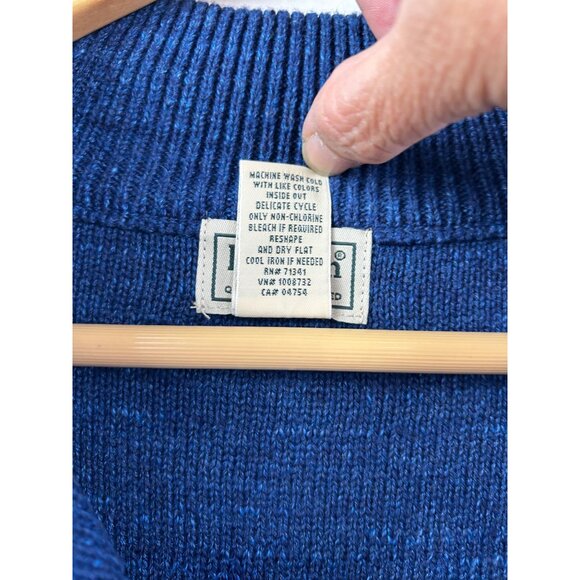 L.L. Bean Sweater Mens Large Organic Cotton Blue Qtr Zip Blue Grandpa Preppy - Picture 6 of 7